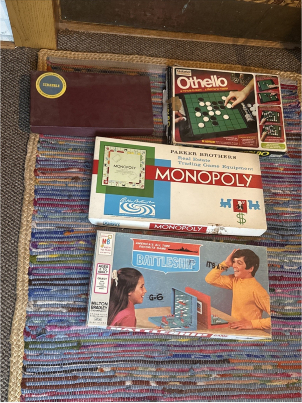 Vintage 1960s Monopoly Battleship Othello Scrabble Board Game